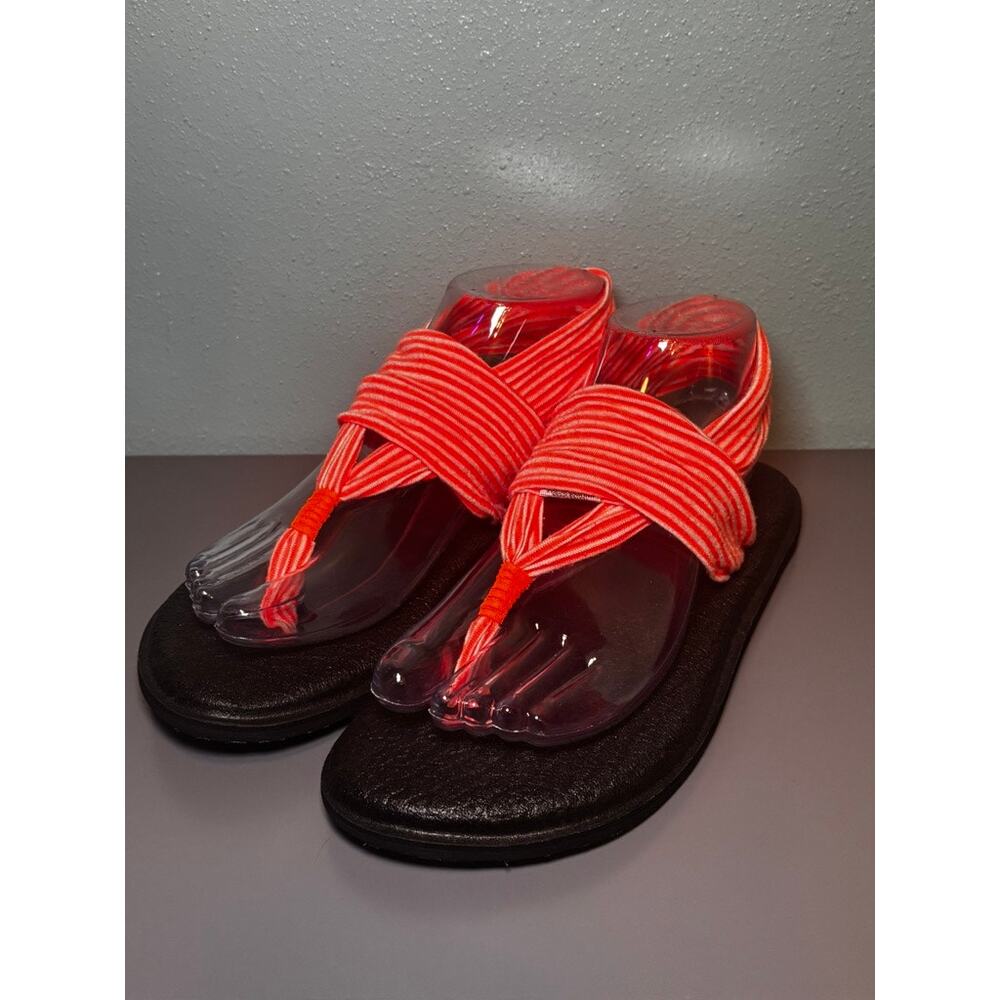 Sanuk Sandals Womens Size 7 Casual Yoga Sling 2 Comfort Pink Orange Fabric - Picture 3 of 7